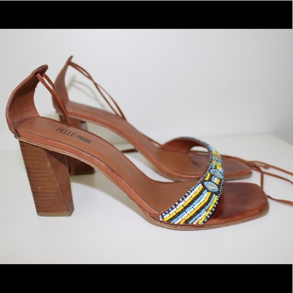 Pelle Moda Leather Lace Up Heeled Sandal 8.5 - Picture 7 of 12